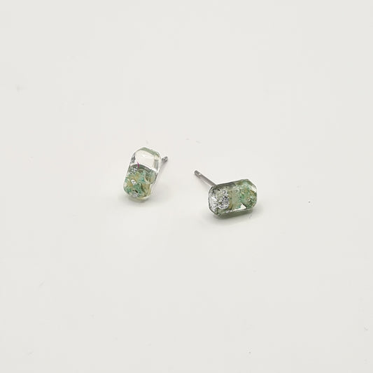 Hand Dyed Hellendoorn Mini Rectangular Facet Stud Earrings