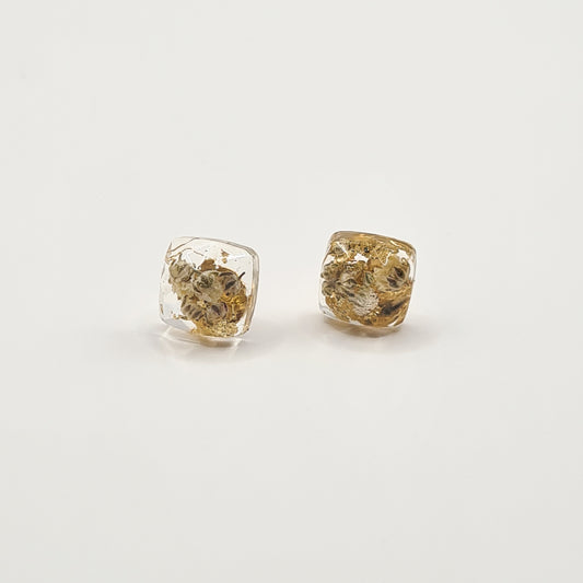 Flora Neutra Den Haag Square Facet Stud Earrings