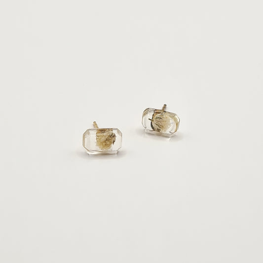 Flora Neutra Den Haag Mini Rectangular Facet Stud Earrings