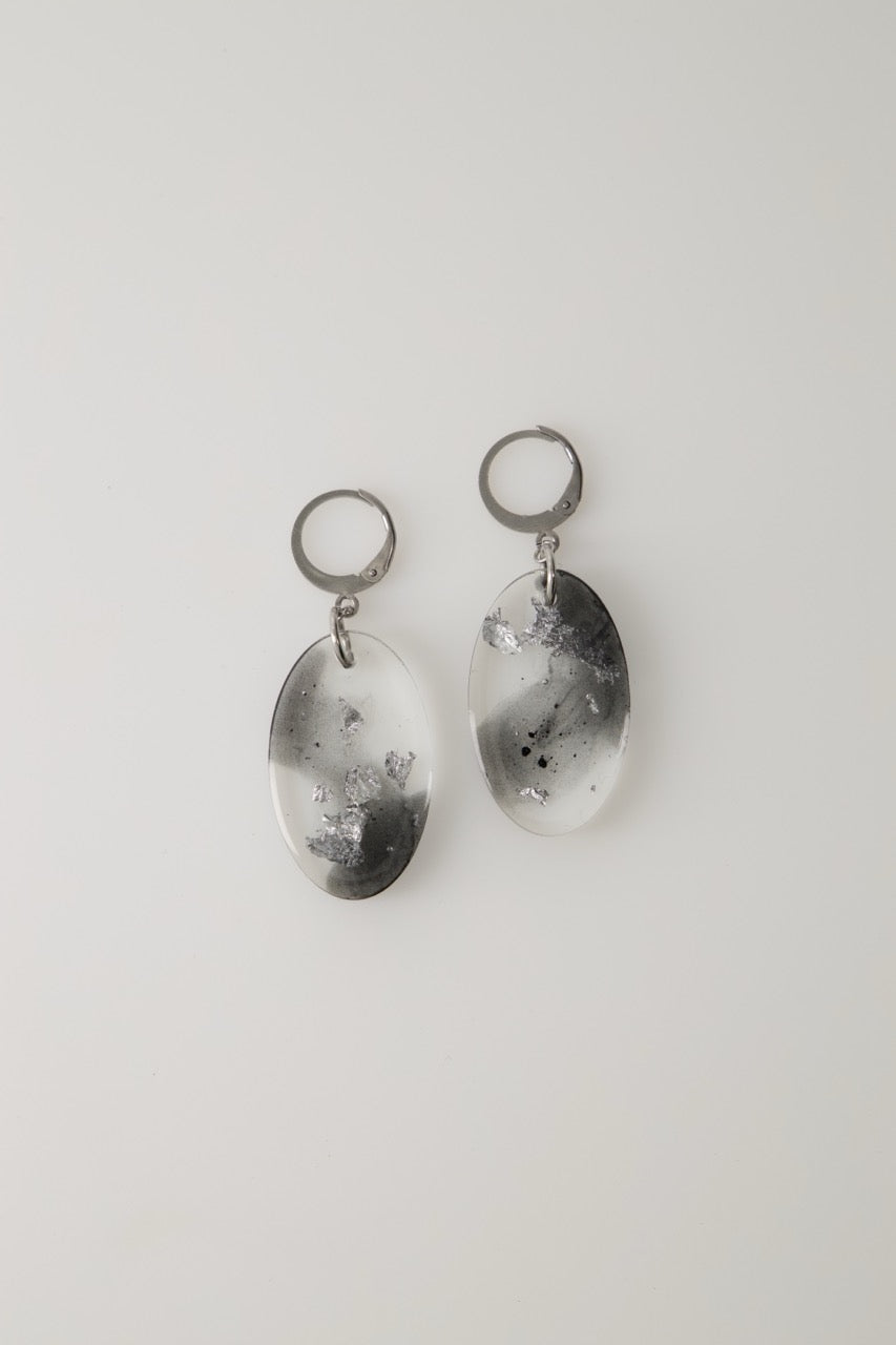 Black Smoke Ellipse Earrings