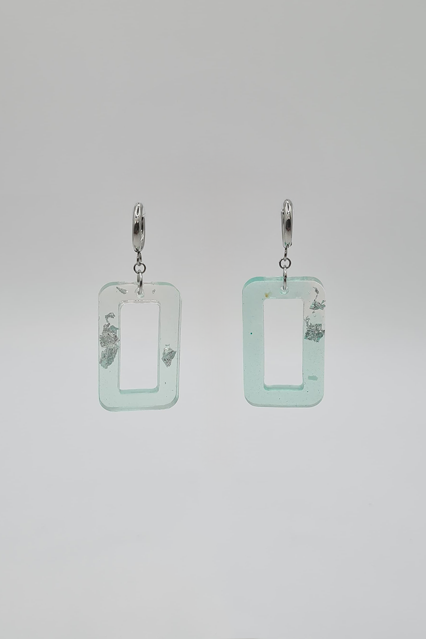 Aqua Square Hoop Earrings