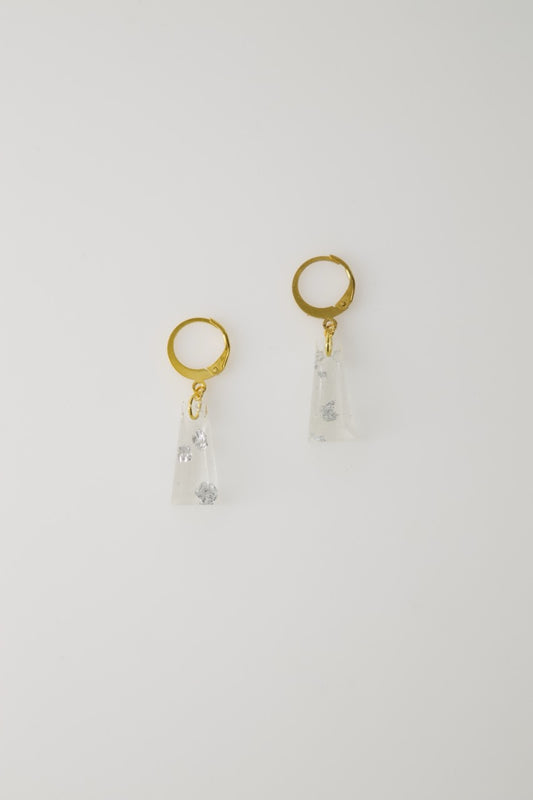 Silver Glow Tapered Facet Earrings